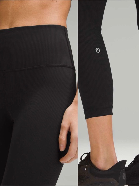 lululemon athletica Pants - Lululemon Wunder Train High-Rise Ribbed Crop 23" Black Sz 2